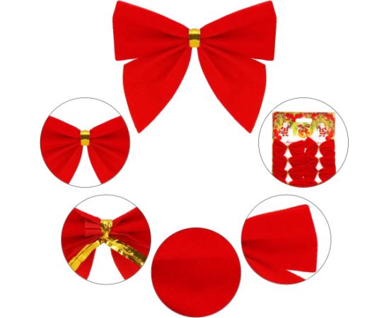 Ziemassvētku bantes Springos CA1310,  9,5 x  7,5 cm 6 gab.  Eglīšu rotājumi