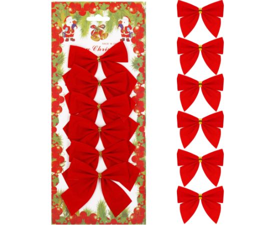 Ziemassvētku bantes Springos CA1310,  9,5 x  7,5 cm 6 gab.  Eglīšu rotājumi