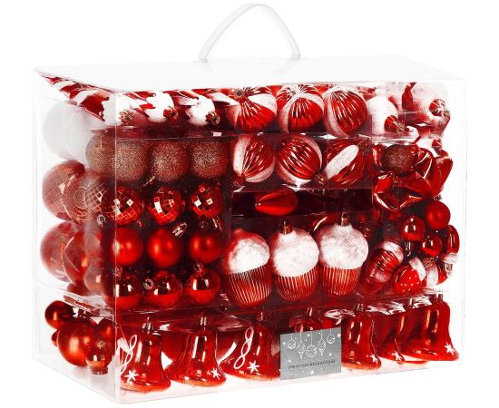 Ziemassvētku eglīšu rotājumu komplekts Springos CA0155, 6/8/14 CM, 149 gab.  Eglīšu rotājumi