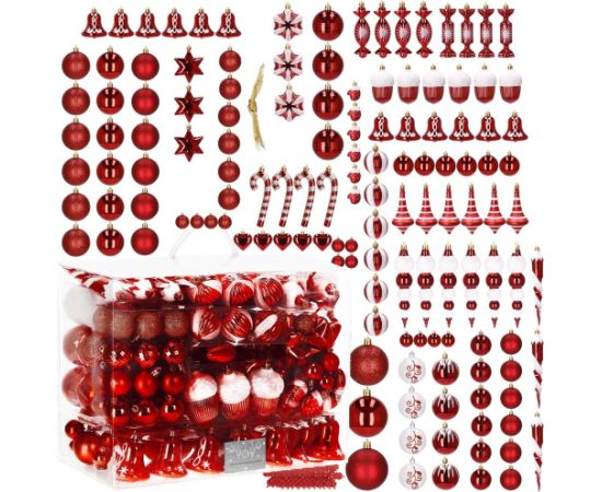 Ziemassvētku eglīšu rotājumu komplekts Springos CA0155, 6/8/14 CM, 149 gab.  Eglīšu rotājumi