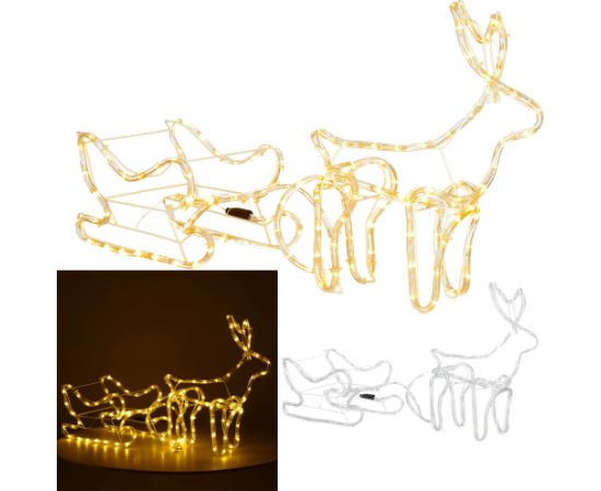 LED Ziemassvētku dekorācija ziemeļbriedis ar ragavām Springos CL4119, 120 cm, silti balta Ziemassvētku lampiņas, LED virtenes