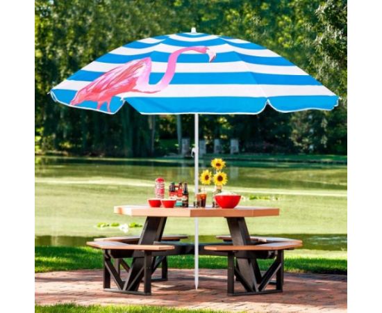 Пляжный зонт с регулируемой высотой и наклоном Springos BU0013, 180 см, с принтом «розовый фламинго» Зонты от солнца и аксессуары