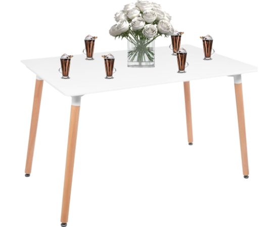 Журнальный столик Springos HF0015, 120 × 80 см, белая столешница и коричневые ножки Журнальные и сервировочные столы