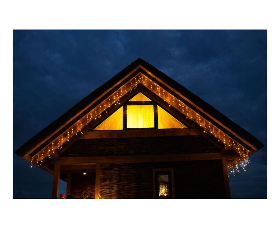 Springos Gaismas aizkars 200 LED virtene, iekštelpu/āra lāsteku gaismiņas silti baltas Ziemassvētku lampiņas, LED virtenes