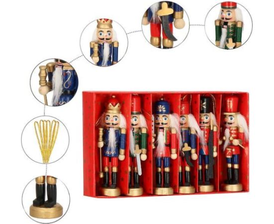 Ziemassvētku rotājums-riekstkodis Springos CA0821 12,5cm 6gab.  Eglīšu rotājumi