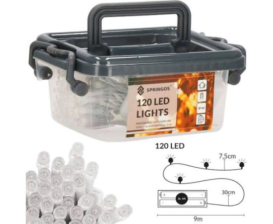 Ziemassvētku lampiņas Springos CL0173 120 Led 9m Ziemassvētku lampiņas, LED virtenes