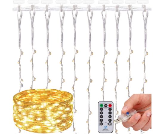 Ziemassvētku LED lampiņu aizkars Springos CL4020 200 Led Ziemassvētku lampiņas, LED virtenes