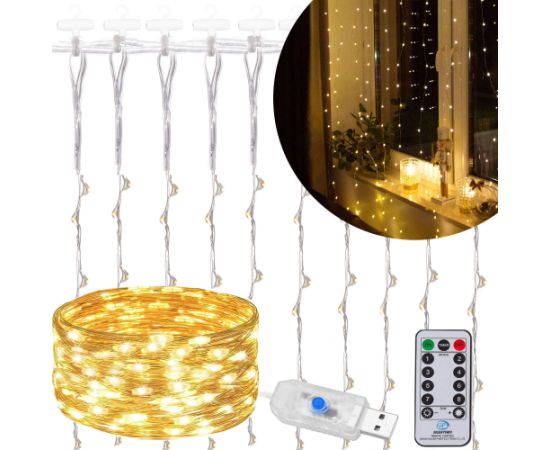 Ziemassvētku LED lampiņu aizkars Springos CL4020 200 Led Ziemassvētku lampiņas, LED virtenes