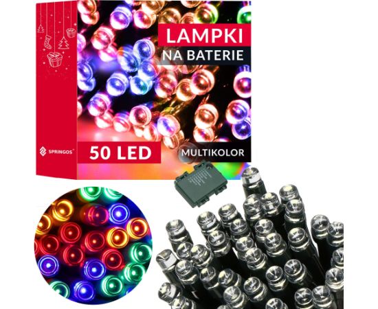 Ziemassvētku lampiņas Springos CL4029 50 Led, akumulatora Ziemassvētku lampiņas, LED virtenes