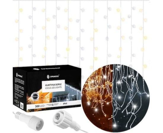 Ziemassvētku LED lampiņu aizkars Springos CL0332 12m Ziemassvētku lampiņas, LED virtenes