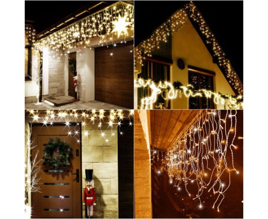 Ziemassvētku LED lampiņu aizkars Springos CL0332 12m Ziemassvētku lampiņas, LED virtenes