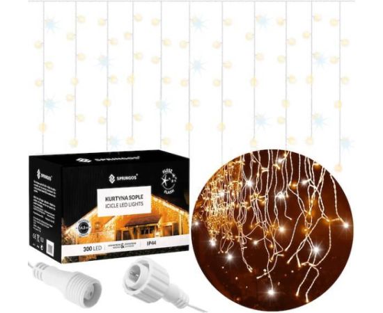 Ziemassvētku LED lampiņu aizkars Springos  CL0331 12m Ziemassvētku lampiņas, LED virtenes