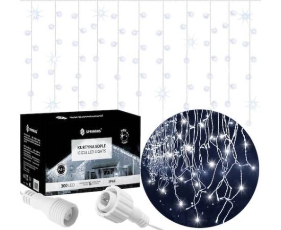 Ziemassvētku LED lampiņu aizkars Springos CL0330 12m Ziemassvētku lampiņas, LED virtenes