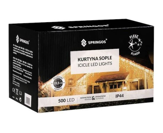 Ziemassvētku LED lampiņu aizkars Springos CL0518 500 Led 20 m Ziemassvētku lampiņas, LED virtenes
