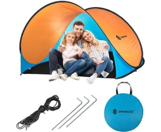Pludmales telts Springos PT003 (200 × 120 × 110 cm), oranža Jaunumi -Dārzam