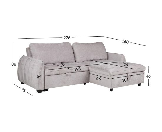 Stūra dīvāngulta CLOUD gaiši pelēka Jaunumi -Dārzam