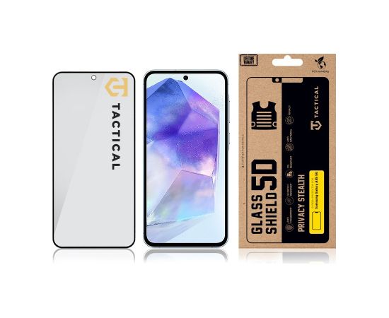 Tactical Glass Shield Privacy Stealth 5D priekš Samsung Galaxy A55 5G melns Ekrānu aizsardzība
