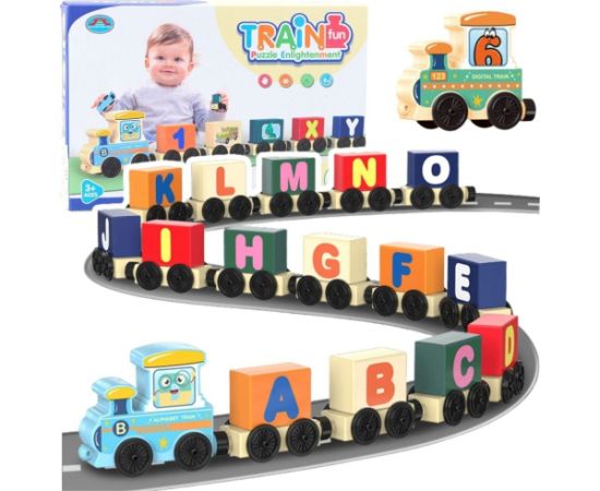 Leantoys Pociąg Edukacyjny Klocki Do Złożenia Litery Cyfry Kolorowy 16 el. Машины и аксессуары