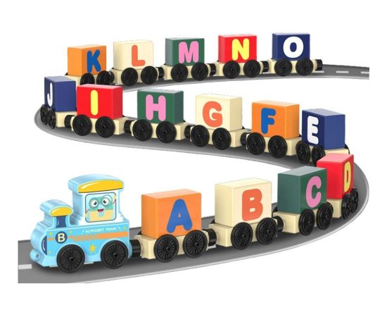 Leantoys Pociąg Edukacyjny Klocki Do Złożenia Litery Cyfry Kolorowy 16 el. Машины и аксессуары