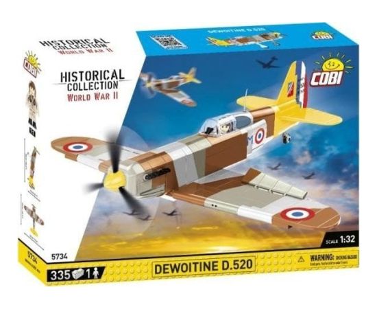 Cobi COBI 5734 Historical Collection WWII Samolot myśliwski francuski Dewoitine D.520 335 klocków Mašīnas un piederumi