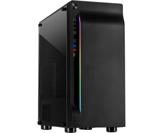 Chassis INTER-TECH A-3411 Creek Gaming Tower, ATX, 1xUSB3.0, 2xUSB2.0, PSU optional, Window side panel, LED light on the front, integrated RGB LED, Black Корпуса