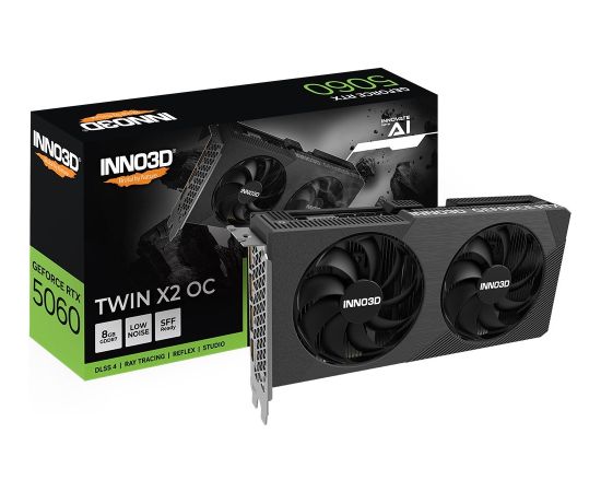Karta graf. INNO3D RTX 5060 Twin X2 OC 8GB Grafiskās video kartes