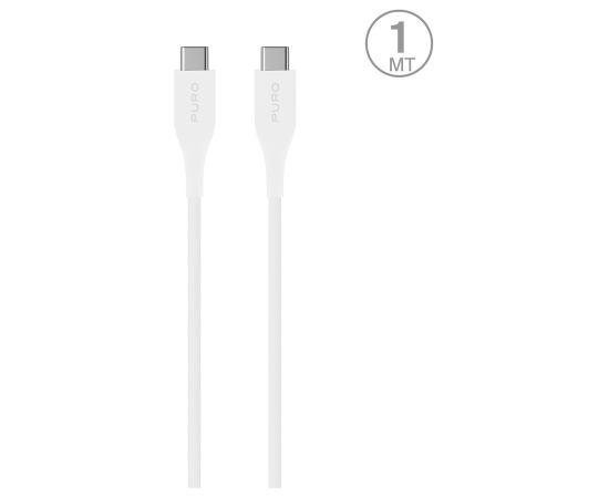 Cable USB-C to USB-C USB 2.0, 1m, by Puro White Data USB kabeļi