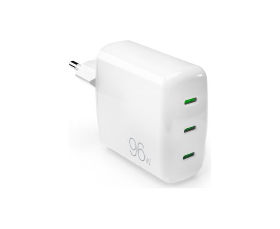 Wall Charger GaN, 3xUSB-C ports, 96W, by Puro White Jaunumi - Viedierices