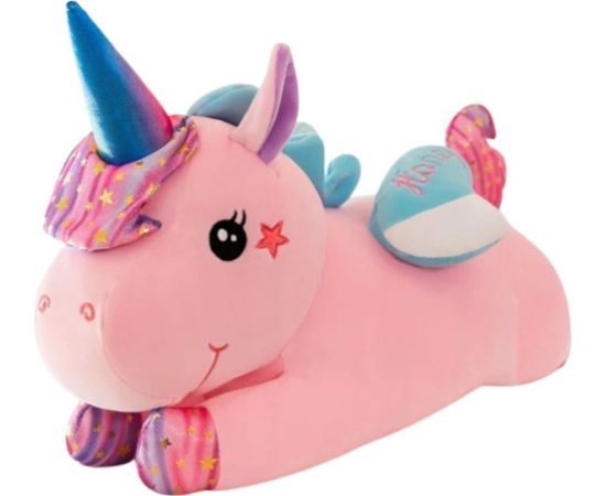 Leantoys Maskotka Przytulanka Pluszowy Jednorożec Z Kocem 160 x 110 cm Różowy 55cm Mīkstās rotaļlietas