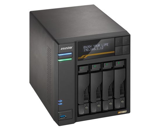 NAS Asustor AS6804T; Tower; 4x (3.5" SATA HDD/ 2.5" SSD); AMD Ryzen Embedded V3C14; 16G ECC DDR5 SODIMM (max. 64GB), 2x 10GbE, 2x 5GbE, 4x M.2 2280 NVMe PCIe 4.0, 2x USB4, 2x USB 3.2 Gen, 1x optional 10 GbE card Серверы и компоненты серверов