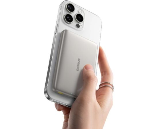 LiPo PowerBank 10000mAh 27W bezvadu QI2 lādētājs, ar magnētu Magsafe Titanium Ultra-slim PicoGo AM41BASEUS Power-банки