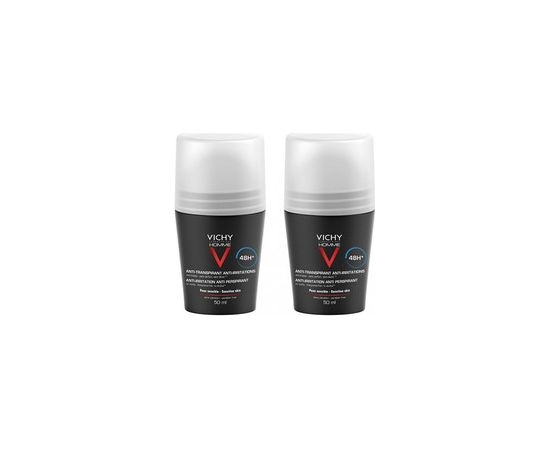 Vichy Men Homme 48H Deo roll-on Anti-Transpirant Extra Sensitive ( 2 pcs ) - Deodorant for sensitive skin 50ml Smaržas - NESAKĀRTOTS