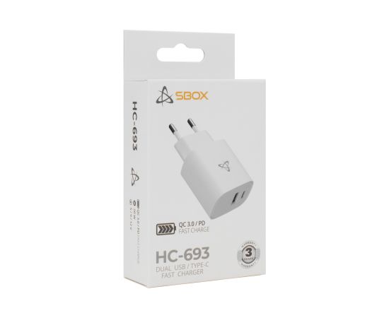 Sbox HC-693 USB Home Charger 20W QC White Зарядные устройства