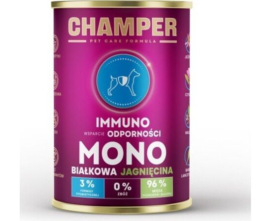 4Vets CHAMPER IMMUNO jednobiałkowa jagnięcina mokra karma dla psa 400g Suņu barība