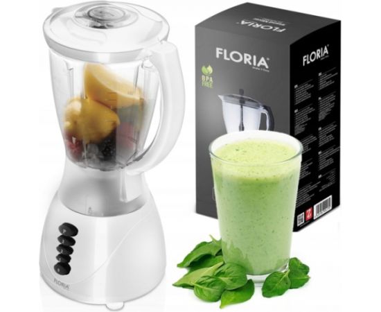 Blenderis FLORIA ZLN 3081 Balts, jauda 300W, ietilpība 1.5L, 3 ātrumi, impulsa funkcija, plastmasas Blenderi un Chopperi