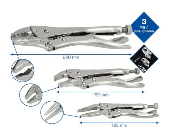 Grip plier set, 3-pcs, Brilliant Tools Knaibles un stangas