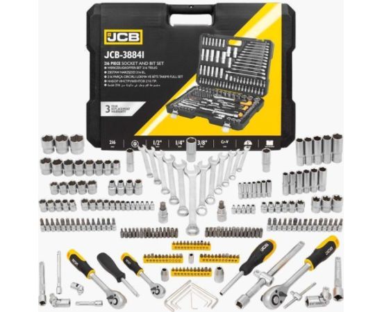Instrumentu komplekts JCB 38841; 1/4''; 3/8''; 1/2''; 216 gab. Mehāniskie instrumenti