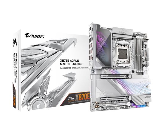 Mainboard GIGABYTE AMD X870E Socket AM5 ATX RAM DDR5-SDRAM 4xSlots Wi-Fi Yes Bluetooth Yes 5xNumber of M.2 (M) slots X870E A MASTER X ICE X870EAMASTERXICE Материнские платы