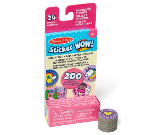 MELISSA & DOUG Sticker WOW! Uzlīmju uzpildes iepakojums Iecienītākās lietas Radošās rotaļlietas