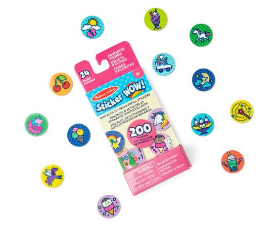 MELISSA & DOUG Sticker WOW! Uzlīmju uzpildes iepakojums Iecienītākās lietas Radošās rotaļlietas