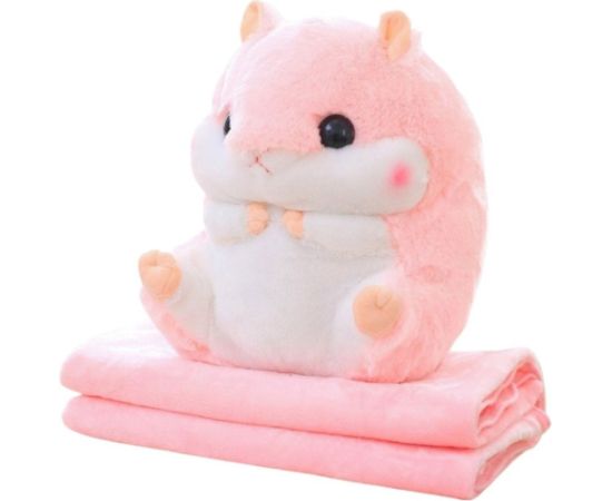 Leantoys Pluszowy Chomik Ogrzewacz Do Rąk Koc 100 x 90 cm 3w1 Różowy 35cm Мягкие игрушки