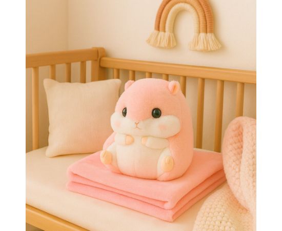 Leantoys Pluszowy Chomik Ogrzewacz Do Rąk Koc 100 x 90 cm 3w1 Różowy 35cm Мягкие игрушки