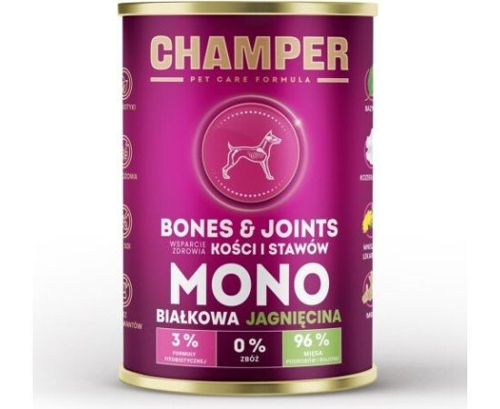 4vets CHAMPER BONES&JOINTS MONOBIAŁKOWA jagnięcina mokra karma dla psa 400g Suņu barība