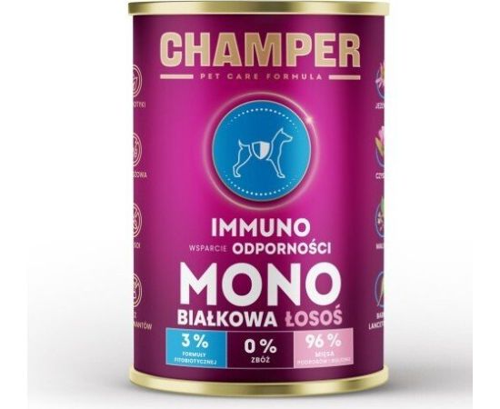 4Vets CHAMPER IMMUNO jednobiałkowa łosoś mokra karma dla psa 400g Suņu barība