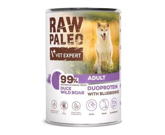 Raw Paleo Duck&Boar Adult Can 400g Suņu barība