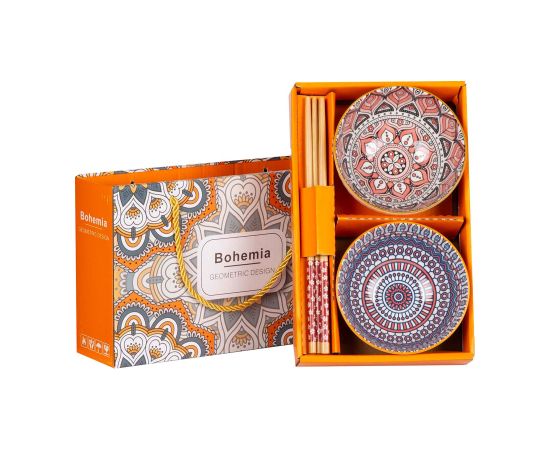 Komplekts BOHEMIA - 2 bļodas un irbulīši, krāsains Jaunumi, mēbeles, māja