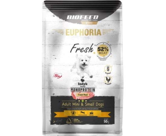 Biofeed EUPHORIA Fresh Adult Monoprotein Turkey XS/S - dry dog food - 50g Suņu barība