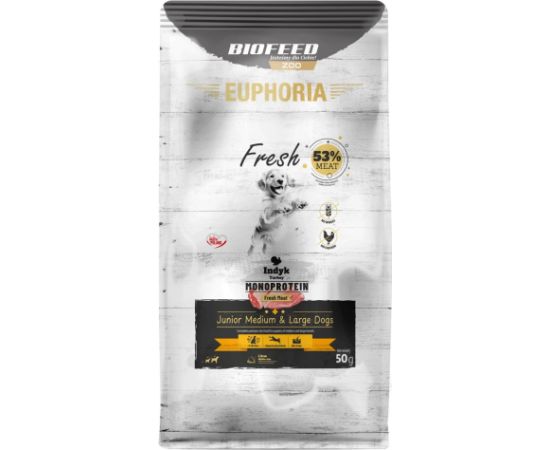 Biofeed EUPHORIA Fresh Junior Monoprotein Turkey M/L - dry dog food - 50g Suņu barība