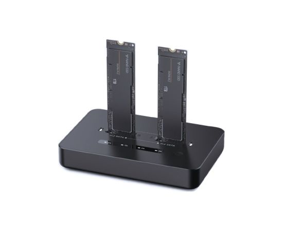 Gembird DD2-U3M2 Desktop dual drive USB Type-C M.2 NVME (and SATA) SSD docking station, black Datoru dokstacijas