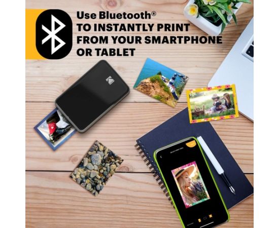 Kodak STEP Instant Mobile Photo printer Colour ZINK 2x3'' 1 ppm, Bluetooth, Black Jaunumi - Birojam